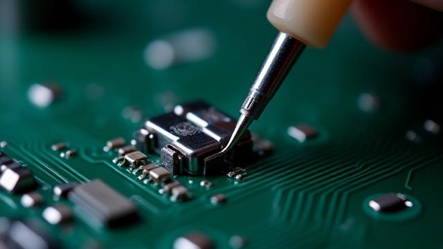 Worker carefully applying lubricant to a mechanical keyboard stabilizer.